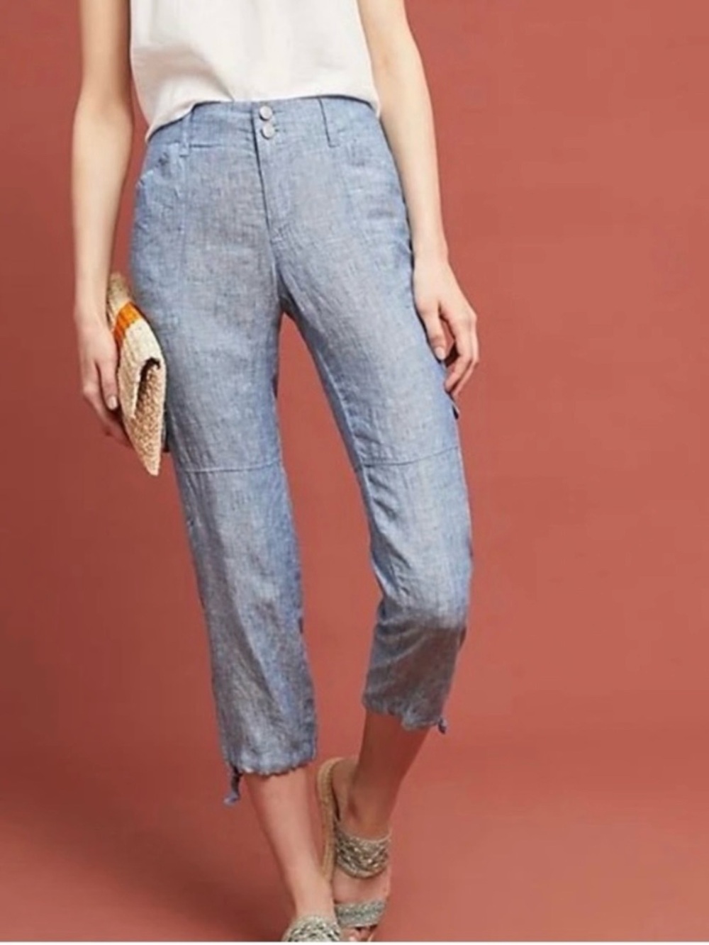 Sanctuary x Anthropologie Women’s chambray jogger pants 100% linen Size 27